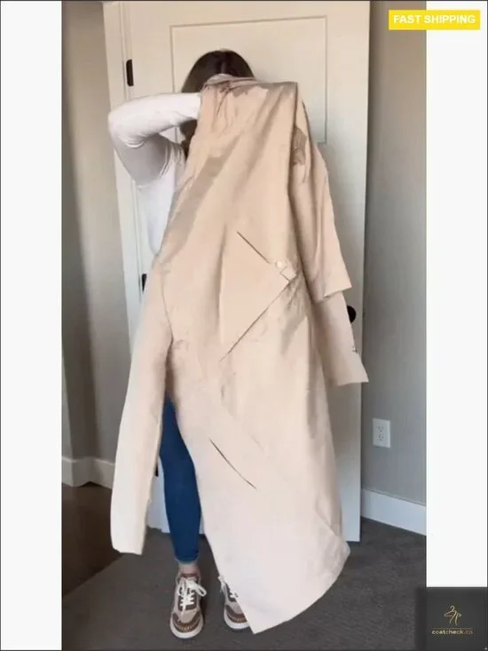 Lightweight Waterproof Trench Coat Rain Jacket Packable Windbreaker Chic Classic - Picture 7 of 7